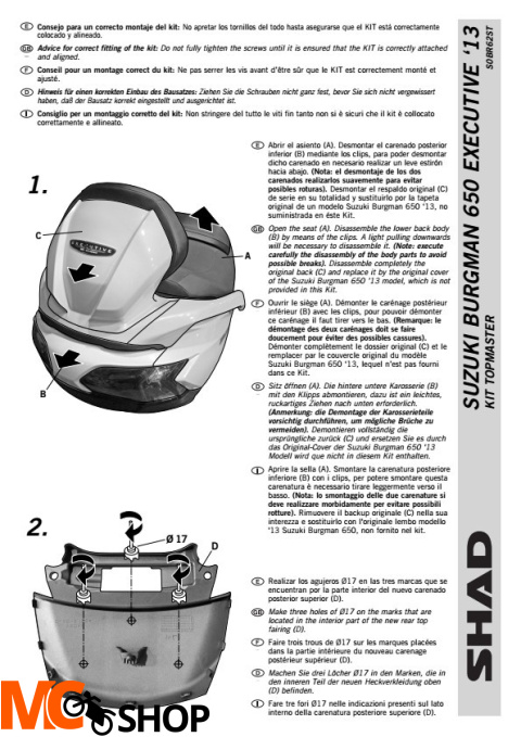 STELAŻ SHAD KSHS0BR62ST SUZUKI BURGMAN 650 EXECUTIVE - 04/16