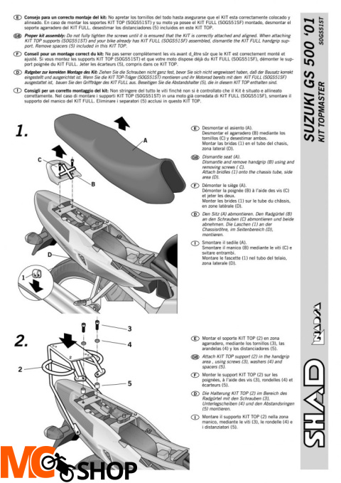 STELAŻ SHAD KSHS0GS51ST SUZUKI GS500 - 01/11