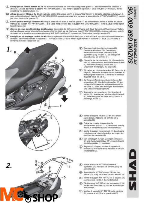 STELAŻ SHAD KSHS0GS66ST SUZUKI GSR-600 - 05/11