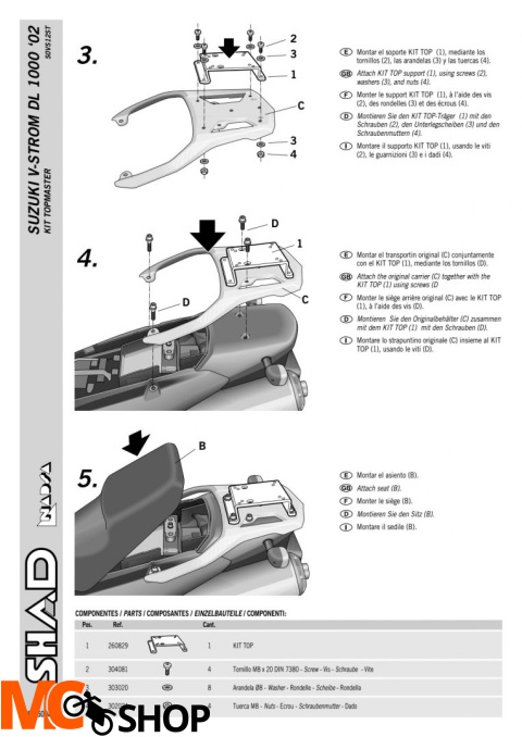STELAŻ SHAD KSHS0VS12ST SUZUKI V-STROM 1000 - 02/13