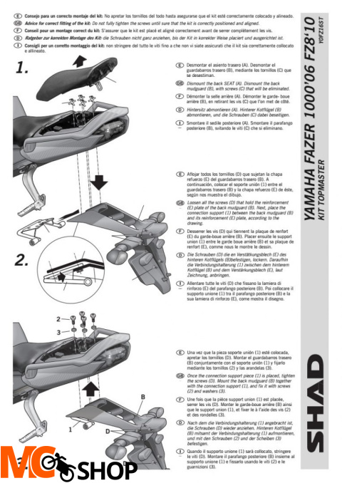 STELAŻ SHAD KSHY0FZ16ST YAMAHA FAZER 1000 - 06/15