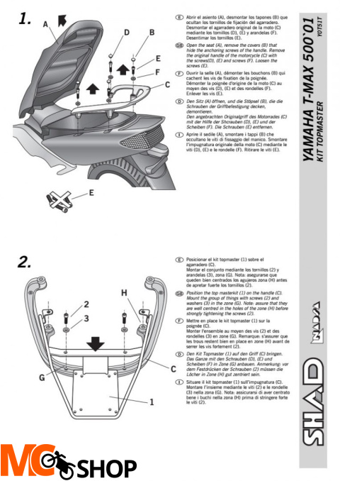 STELAŻ SHAD KSHY0T51T YAMAHA T-MAX XP 500 - 01/07