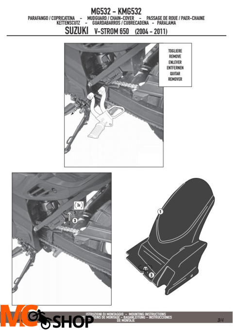 GIVI MG532 BŁOTNIK TYLNY SUZUKI DL 650 V-STROM (04 > 11)