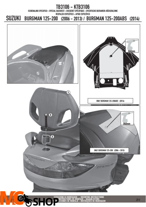 GIVI TB3106 OPARCIE PASAŻERA SUZUKI BURGMAN 125-200 K7-K8-K9-L0-L1-L2-L3
