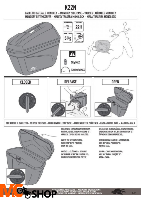 KAPPA K22N KUFRY BOCZNE (PARA 2 SZT) 22L