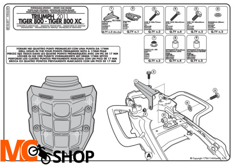 GIVI SRA6401 płyta aluminiowa monokey Tiger 800