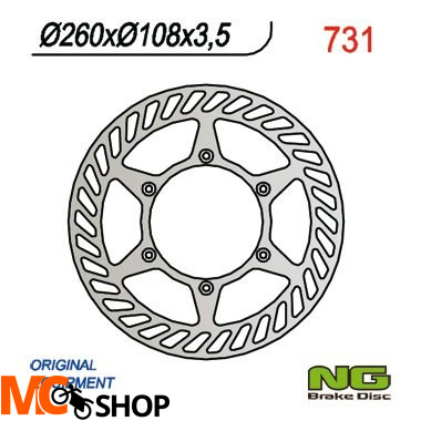 NG NG731 TARCZA HAMULCOWA PRZÓD GAS GAS ENDURO CROSS 125/200/250/300/400/450/515 (260x108x3,5)