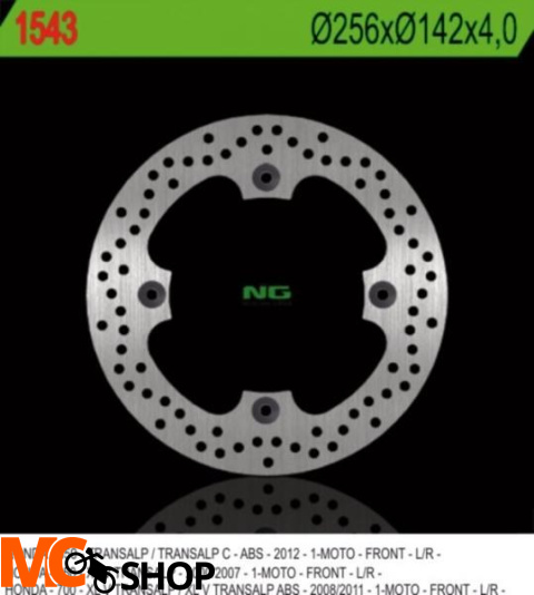 NG1543 TARCZA HAMULCOWA HONDA XL 650V TRANSALP (00-07), XL 700V / ABS TRANSALP (08-11) (256X142X4,0) (4X10,5MM)