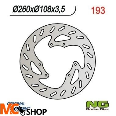 NG193 TARCZA HAMULCOWA DERBI 50/125, GAS GAS 125-450 (260x108x3,5)