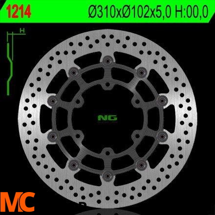 NG1214 TARCZA HAMULCOWA SUZUKI GSXR 600/750 '08-'15, GSXR 1000 '09-'15 (310X102X5) (6X8,5MM)