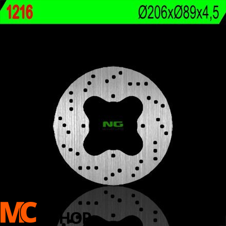 NG1216 TARCZA HAMULCOWA POLARIS 325/330/500 '02-'06 (206X89X4,5) (4X8,5MM)