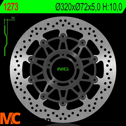 NG1273 TARCZA HAMULCOWA DUCATI 796/821/1078/1100/1200 '11-'16 (320X72X5) (5X8,5MM)