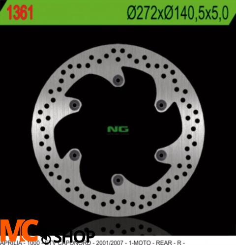 NG1361 TARCZA HAMULCOWA APRILIA ETV 1000 CAPONORD (01-07) (272X140,5X5) (6X8,5MM)
