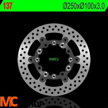NG137 TARCZA HAMULCOWA KAWASAKI KX 125/250 '89-'02, KLX 250/300/650R '93-'07 (PŁYWAJĄCA) (25X100X3) (4X6,5MM)