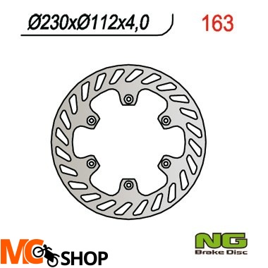NG163 TARCZA HAMULCOWA YAMAHA DT 50R 00-02 (230X112MM) (230x112x4)