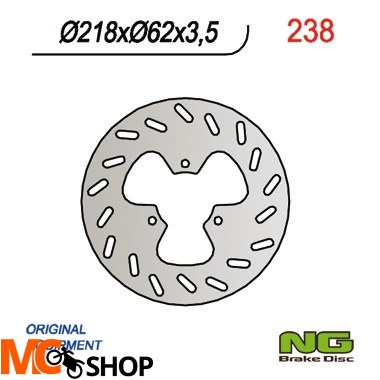 NG238 TARCZA HAMULCOWA DERBI 50/125, GAS GAS 125/450 (218X62X3,5) 3 OTWORY ŚR.10,5