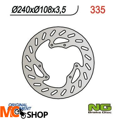 NG335 TARCZA HAMULCOWA DERBI 50 SENDA R/R-RACER/X-TREME/X-RACE '00-'09 (240x108x3,5)