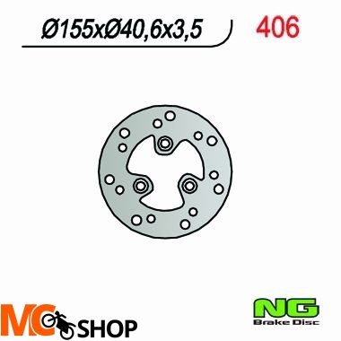 NG406 TARCZA HAMULCOWA SKUTERY APRILIA/MBK/PIAGGIO/YAMAHA (155x40,6x3,8)