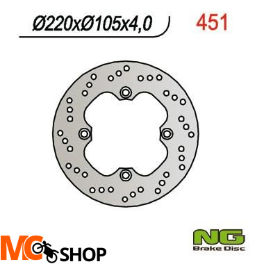 NG451 TARCZA HAMULCOWA HONDA SKUTERY 125/150 (220X105X4) 4 OTWORY ŚR.10,5