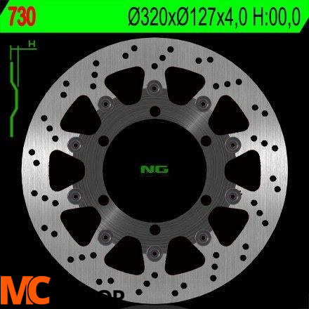 NG730 TARCZA HAMULCOWA KTM 625/640/690 (320X127X4) (6X6,5MM)