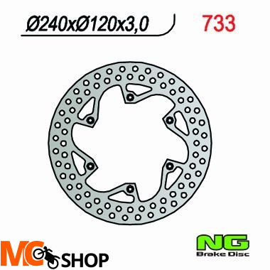 NG733 TARCZA HAMULCOWA HUSQVARNA CR/WR 125/250/360 (87-91), TE 350 (89-91), TC/TE 610 (91) (240X120X3)