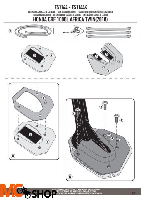 KAPPA ES1144K POSZERZENIE STOPKI HONDA CRF 1000L Africa Twin (16-17)