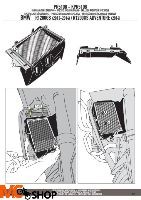 KAPPA KPR5108 OSŁONA CHŁODNICY BMW R 1200GS (13-16), R 1200GS ADVENTURE (14-16) CZARNA (PARA)