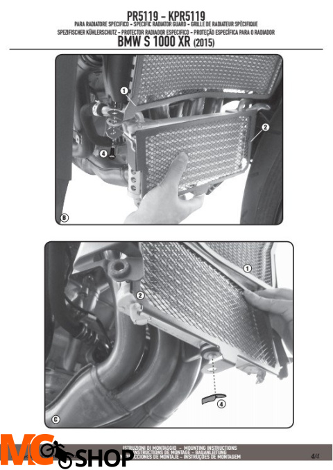 KAPPA KPR5119 OSŁONA CHŁODNICY BMW S 1000XR (15-16) CZARNA