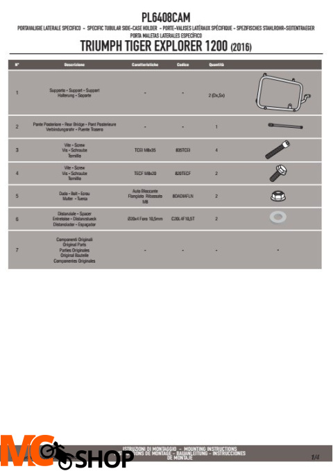 GIVI PL6408CAM stelaż boczny OUTBACK Tiger Explorer