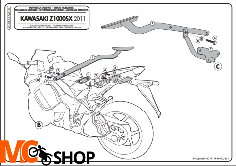 Givi 4100FZ Stelaż centralny do Kawasaki Z1000SX