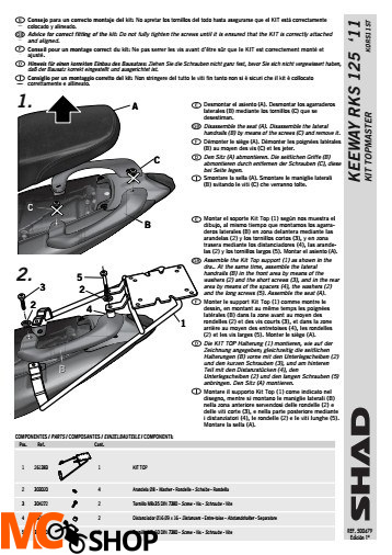 SHAD K0RS11ST STELAŻ KUFRA TYŁ DO KEEWAY RKS 125/150/200/200S - 11/17