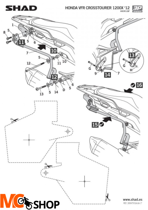 SHAD KSHH0CR12IF STELAŻ KUFRA BOCZNEGO 3P DO HONDA CROSSTOURER 1200 - 12/17