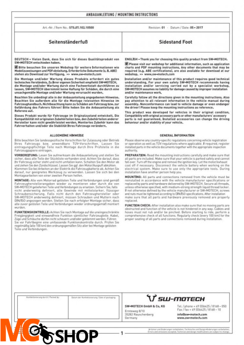 SW-MOTECH STS.07.102.10500 POSZERZENIE STOPKI BMW R1200GS LC ADV (14-)