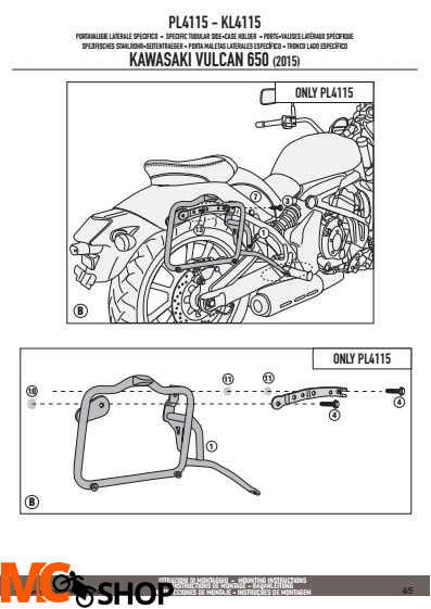 GIVI PL4115 stelaż boczny monokey Vulcan S 650