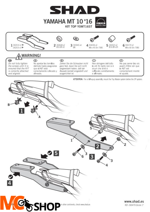 SHAD Y0MT16ST STELAŻ KUFRA TYŁ DO YAMAHA MT 10