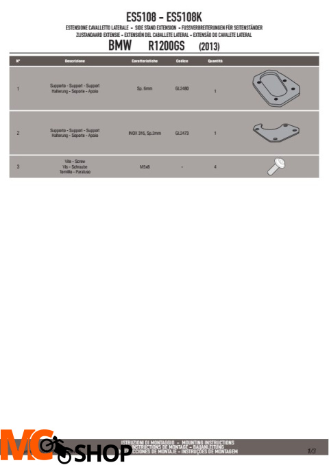 KAPPA ES5108K POSZERZENIE STOPKI BOCZNEJ BMW R 1200GS
