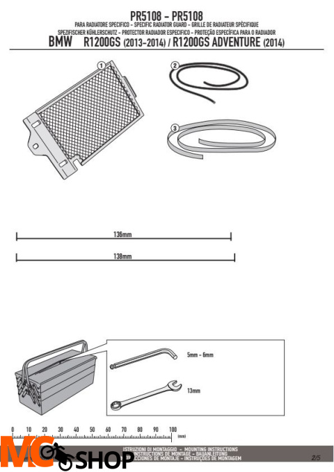 GIVI PR5108 OSŁONA CHŁODNICY BMW R 1200 GS (13>15)