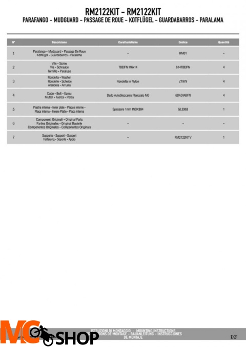 GIVI RM2122KIT KIT MONTAŻOWY RM01 YAMAHA MT-09 Tracer