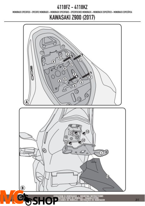 GIVI 4118FZ STELAŻ KUFRA CENTRALNEGO KAWASAKI Z 900