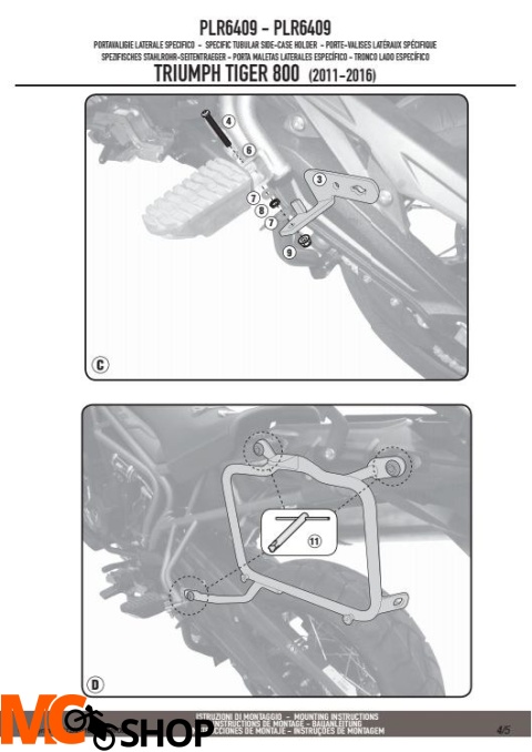 GIVI PLR6409 STELAŻ KUFRÓW BOCZNYCH TRIUMPH TIGER 800