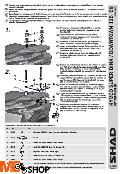 SHAD KSHK0SP19KT STELAŻ KUFRA TYŁ DO KYMCO SUPER DINK