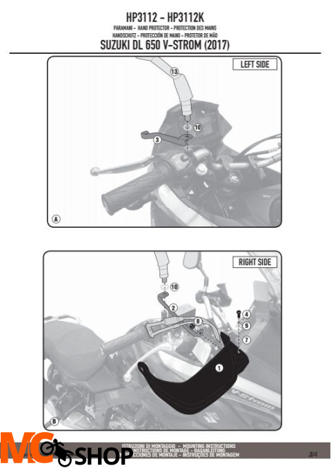 GIVI HP3112 DODATKOWE HANDBARY SUZUKI DL 650 V-STROM