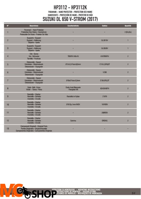 GIVI HP3112 DODATKOWE HANDBARY SUZUKI DL 650 V-STROM