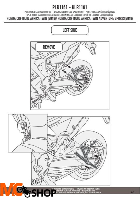 KAPPA KLR1161 STELAŻ KUFRÓW BOCZNYCH HONDA CRF 1000L