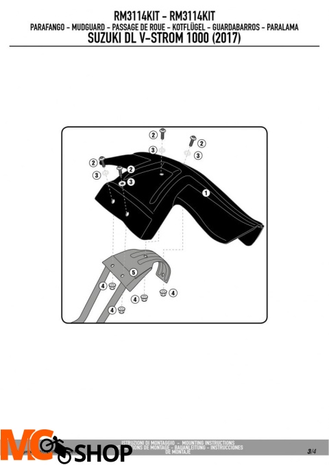 KAPPA RM3114KITK MOCOWANIE BŁOTNIKA KRM02 SUZUKI DL 1000