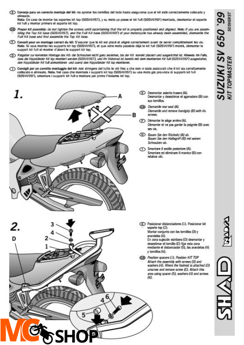 SHAD KSHS0SV69ST STELAŻ KUFRA TYŁ DO SUZUKI SV 650