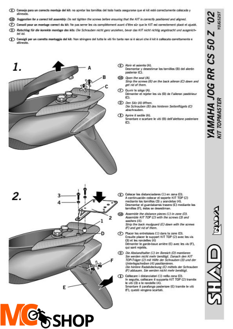 SHAD KSHY0JG52ST STELAŻ KUFRA TYŁ DO YAMAHA JOG II 50