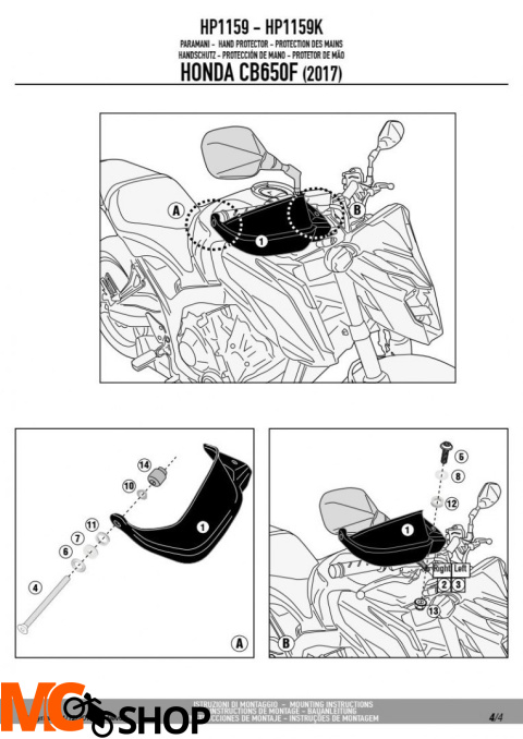 GIVI HP1159 DODATKOWE HANDBARY HONDA CB 650F (17>18)