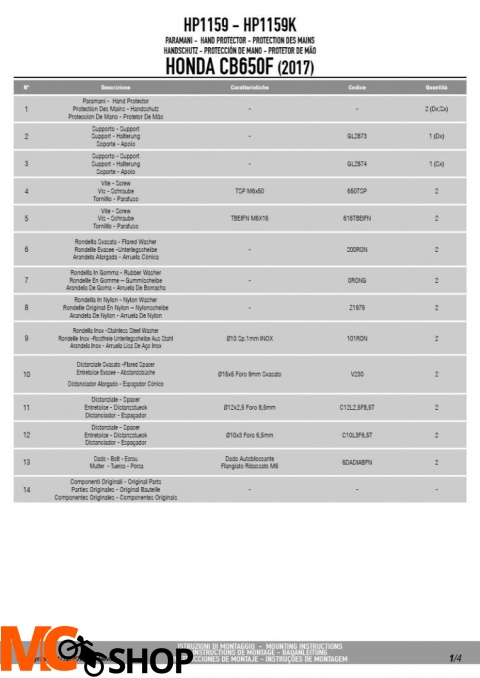 GIVI HP1159 DODATKOWE HANDBARY HONDA CB 650F (17>18)