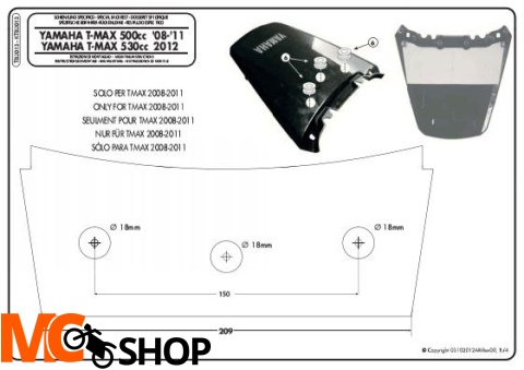 GIVI TB2013 OPARCIE PASAŻERA YAMAHA T-MAX 500/530